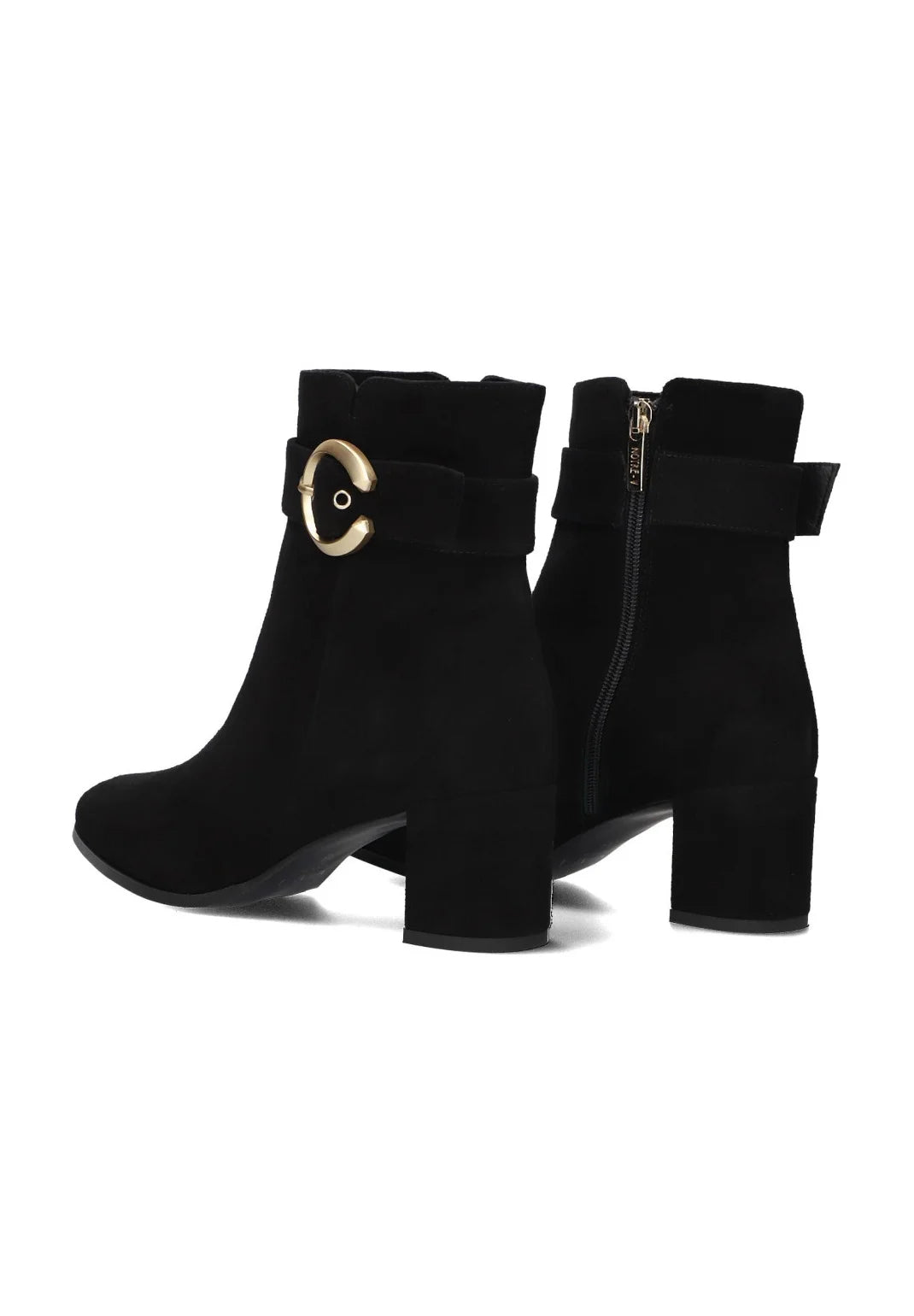 Suede Boots - Black Gold Buckles