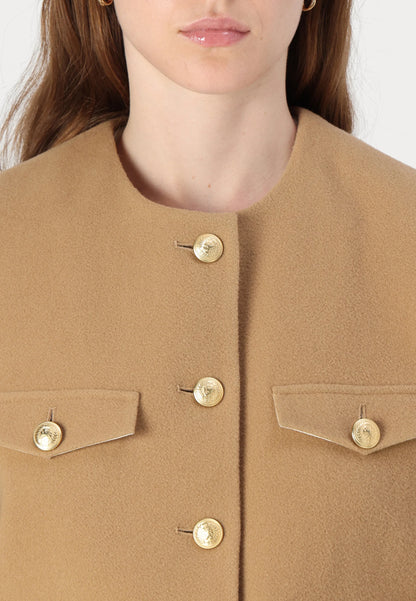 Premium Wool Blazer - Cream Gold Buttons