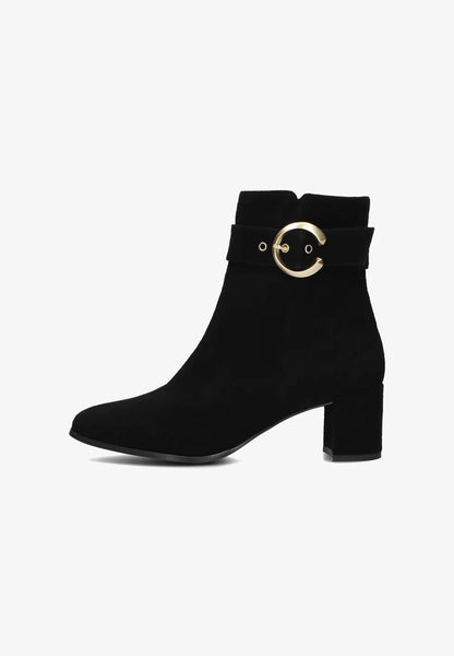 Suede Boots - Black Gold Buckles