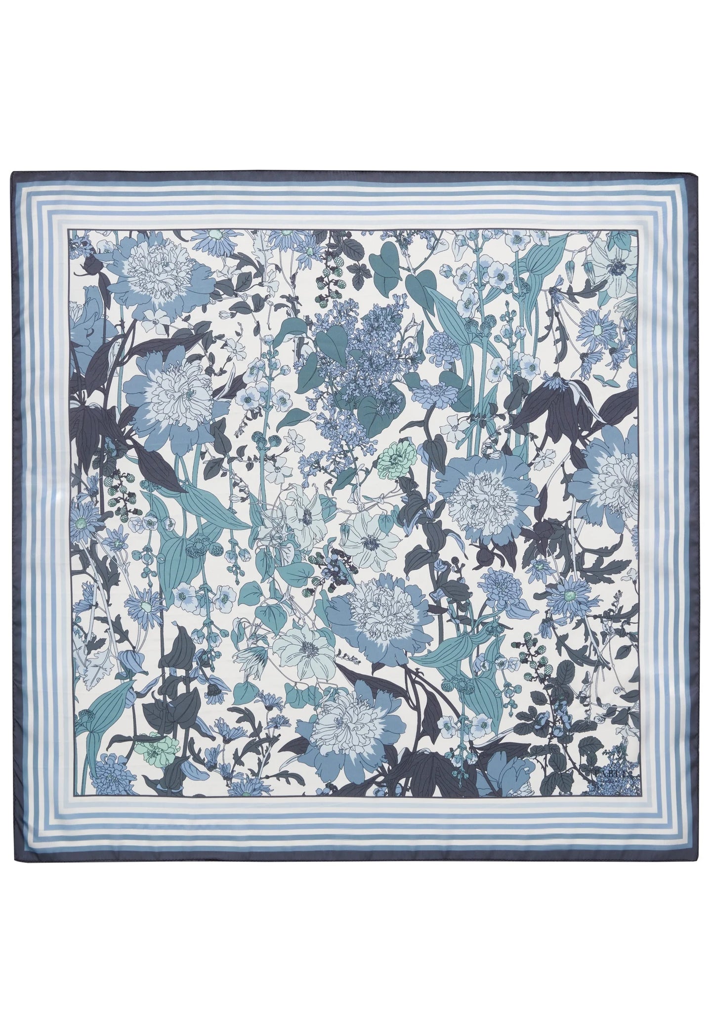 Luxury Silk Scarf - Abstract Blue Gold