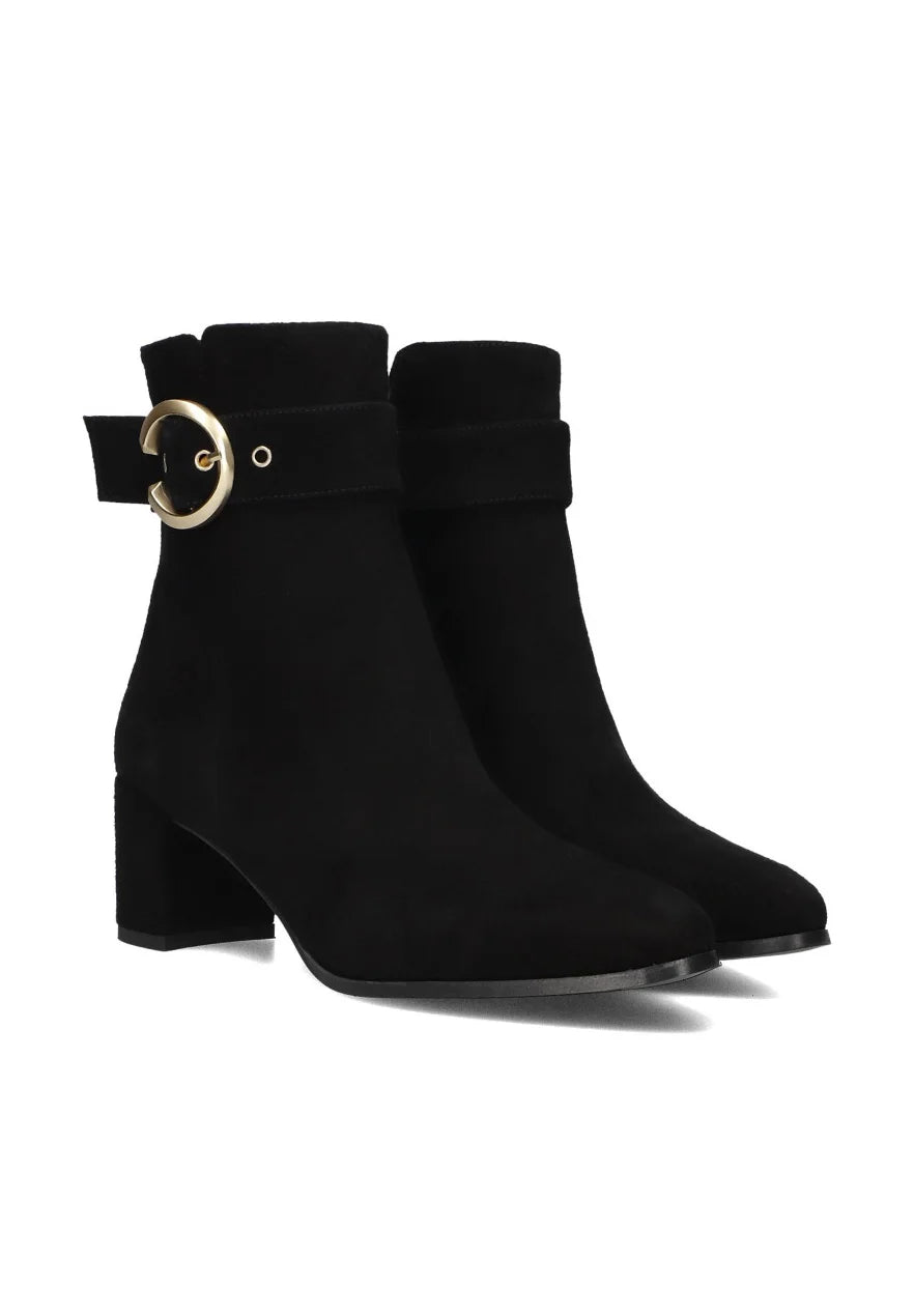 Suede Boots - Black Gold Buckles