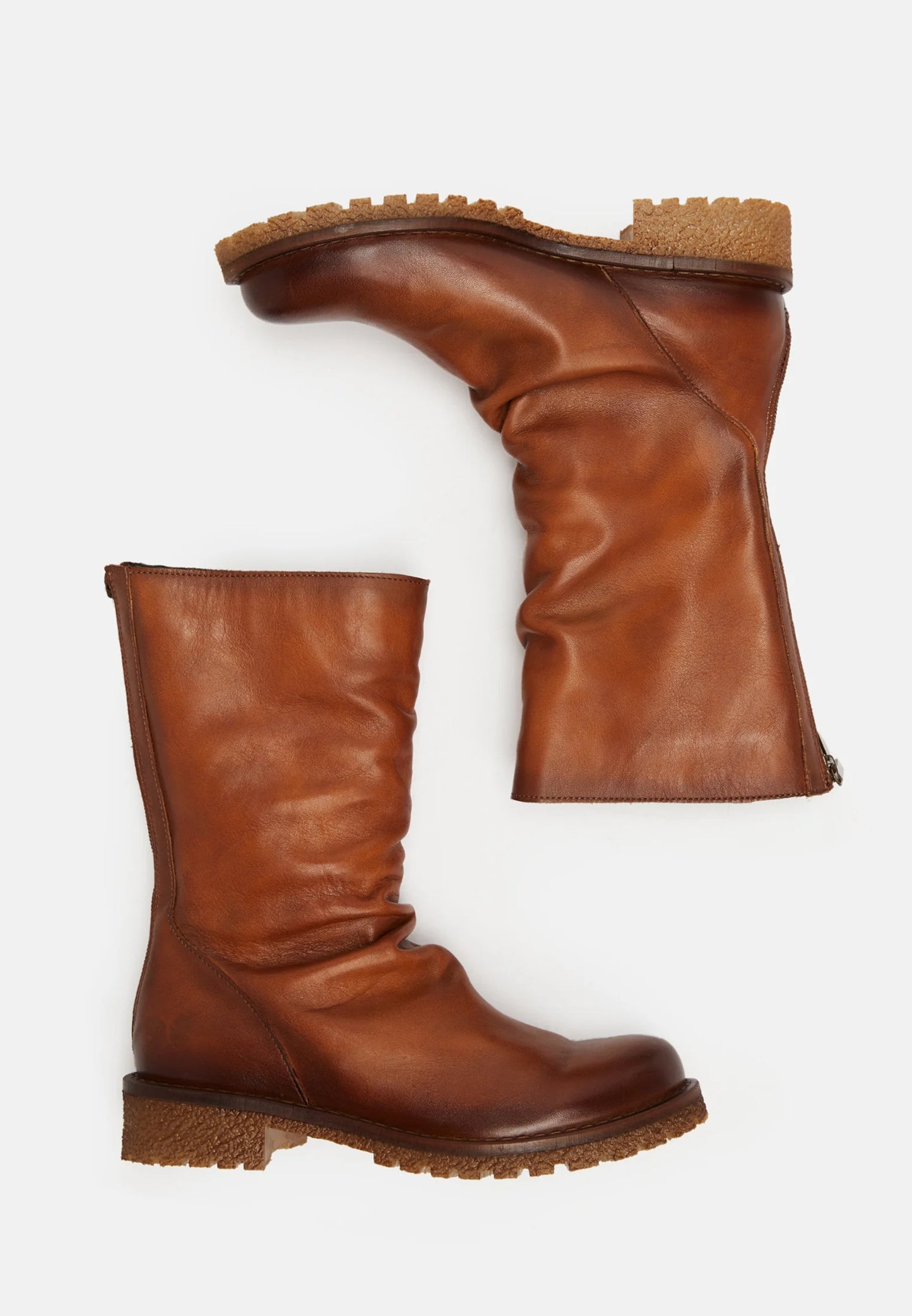 Premium Leather Boots - Cognac