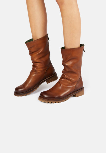 Premium Leather Boots - Cognac