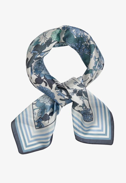 Luxury Silk Scarf - Abstract Blue Gold